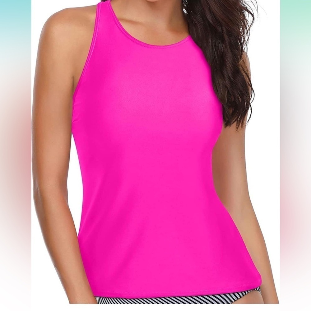 Holipick High Neck Tankini Top Bathing Suit Tops for Tummy Control size M A83
